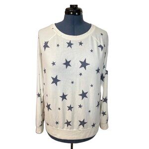 GRAYSON/THREADS  Women's Starry Sweatshirt Size XXL White Grey Stretch‎ Soft